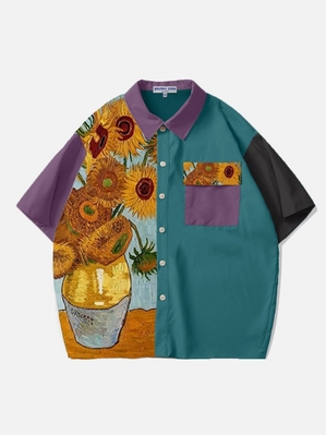 Abricot  Chemise à Manches Courtes Aelfric Eden Sunflower Patchwork - EON-8553844